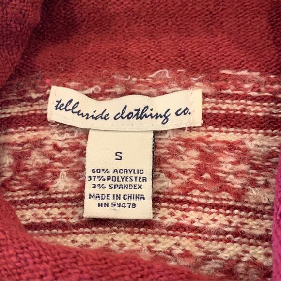 Telluride Cowl Neck Sweater Tunic Dress Red Cream Small - Picture 5 of 5